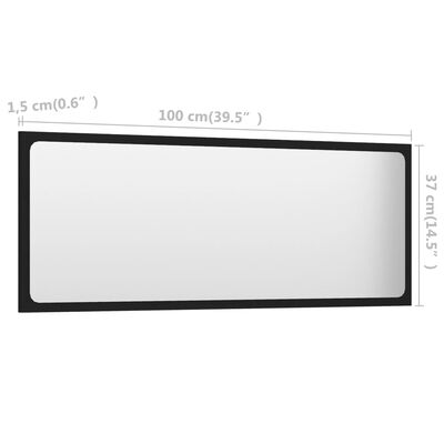 vidaXL Bathroom Mirror Black 100x1.5x37 cm Engineered Wood