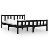 vidaXL Bed Frame without Mattress Black Solid Wood Double
