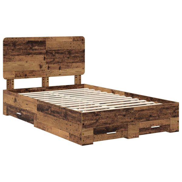 vidaXL Bed Frame with Headboard Old Wood 120 x 190 cm Engineered Wood