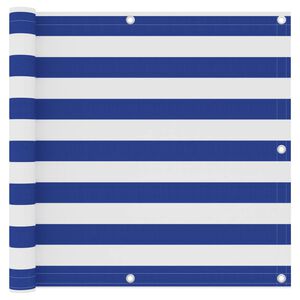 vidaXL Balcony Screen White and Blue 90x300 cm Oxford Fabric