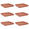 vidaXL Square Flower Tray 6 pcs Brick Red 36 x 36 x 3 cm Plastic