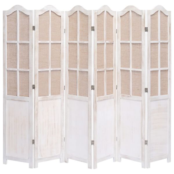 vidaXL 6-Panel Room Divider White 210x165 cm Fabric