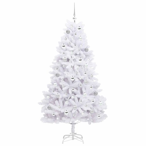 vidaXL Artificial Hinged Christmas Tree White 180 cm PVC and Steel