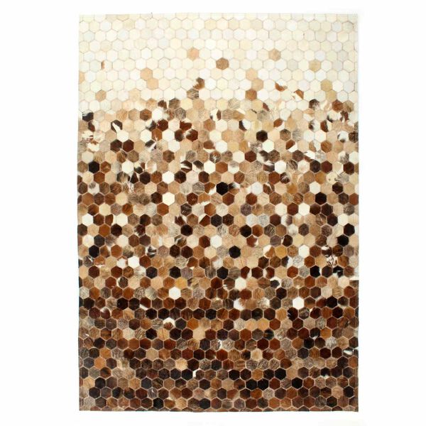 vidaXL Leather Rug Patchwork Cowhide Brown 170 x 120 cm Leather