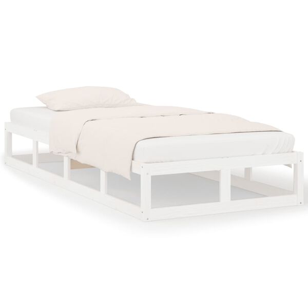 vidaXL Bed Frame without Mattress White 75x190 cm Small Single Solid Wood