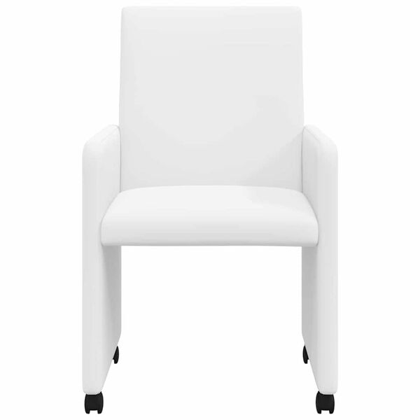 vidaXL Dining Chairs with Wheels 2 pcs White 57 x 66 x 94 cm