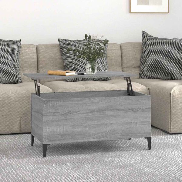 vidaXL Coffee Table Grey Sonoma 90x44.5x45 cm Engineered Wood