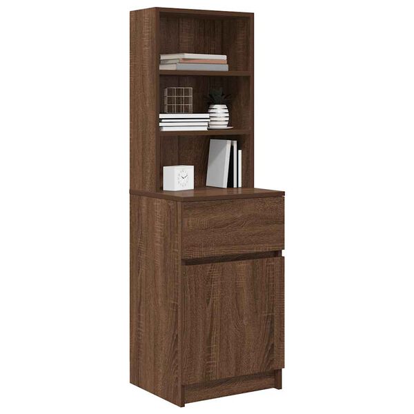 vidaXL Bedside Cabinet Brown Oak 39x35x125 cm Engineered Wood