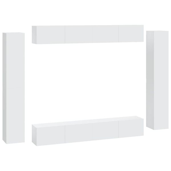 vidaXL 8 Piece TV Cabinet Set White Engineered Wood