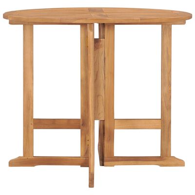 vidaXL Folding Garden Dining Table Ø90x75 cm Solid Teak Wood