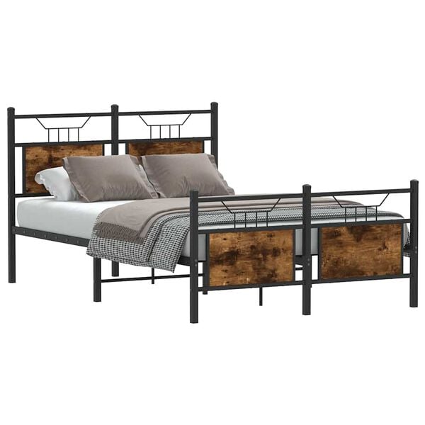 vidaXL Bed Frame without Mattress Smoked Oak 120x200 cm Engineered Wood