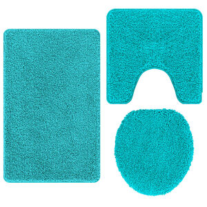 vidaXL Anti-slip Bath Mat Set 3 pcs Turquoise PP