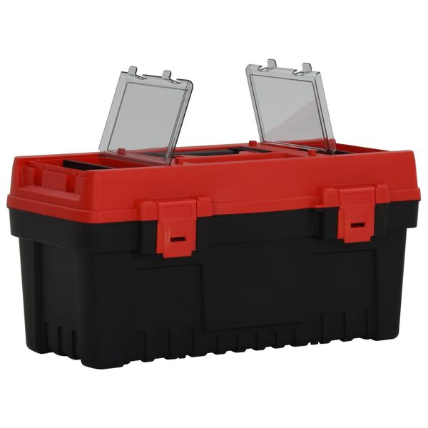 vidaXL 2 Piece Tool Box Set Black and Red Polypropylene