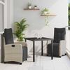 vidaXL Garden Dining Set with Cushion 3 pcs Light Grey Poly Rattan