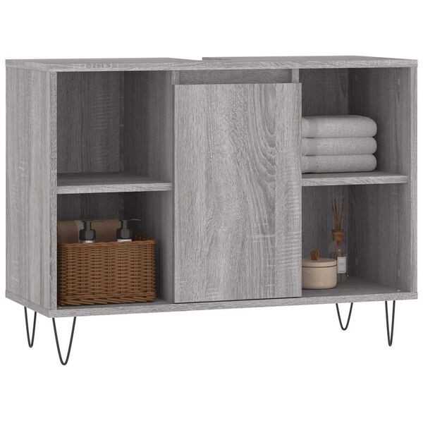 vidaXL Bathroom Cabinet Grey Sonoma 80x33x60 cm Engineered Wood