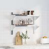 vidaXL 2-Tier Wall Shelf 75x23.5x60 cm Silver Stainless Steel
