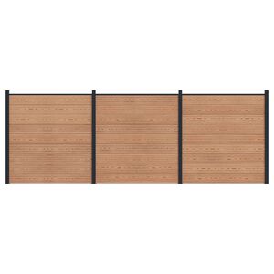 vidaXL Fence Panel 3 pcs WPC and Aluminium Brown