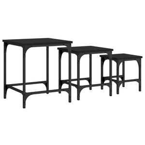 vidaXL Nesting Coffee Tables 3 pcs Black Engineered Wood