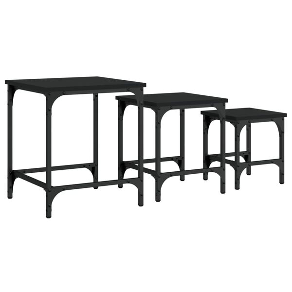 vidaXL Nesting Coffee Tables 3 pcs Black Engineered Wood