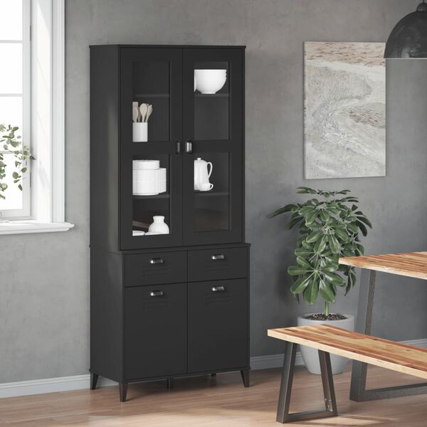 vidaXL Highboard VIKEN Black 80x40x190 cm Solid Wood Pine