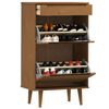 vidaXL Shoe Cabinet MOLDE Brown 59.5x35x103 cm Solid Wood Pine