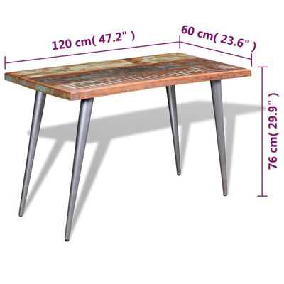 vidaXL Dining Table Solid Reclaimed Wood 120x60x76 cm