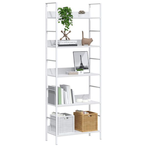 vidaXL 5-Layer Book Shelf White 60x27.6x158.5 cm Engineered Wood