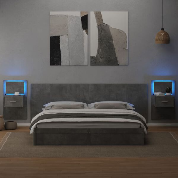 vidaXL Bed Headboard with Cabinets Concrete Grey 240 cm Engineered Wood
