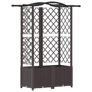vidaXL Raised Bed with Trellis and Roof Brown 122 x 40 x 138 cm PP