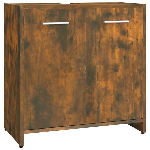 vidaXL Bathroom Cabinet Smoked Oak 60x33x60 cm Engineered Wood
