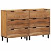 vidaXL Sideboard Set 2 pcs Natural 60 x 33.5 x 75 cm Solid Acacia Wood