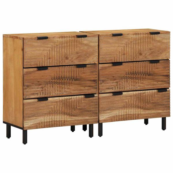 vidaXL Sideboard Set 2 pcs Natural 60 x 33.5 x 75 cm Solid Acacia Wood