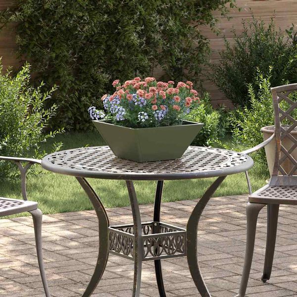vidaXL Garden Planter Olive Green 35 x 35 x 15 cm Cold-rolled Steel