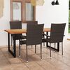 vidaXL 5 Piece Garden Dining Set Poly Rattan Brown