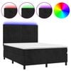 vidaXL Box Spring Bed with Mattress&LED Black 140x190 cm Velvet
