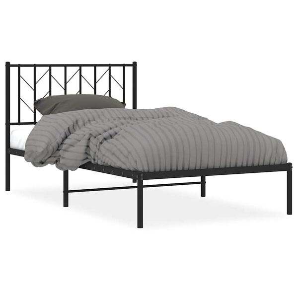 vidaXL Metal Bed Frame without Mattress with Headboard Black 100x200cm