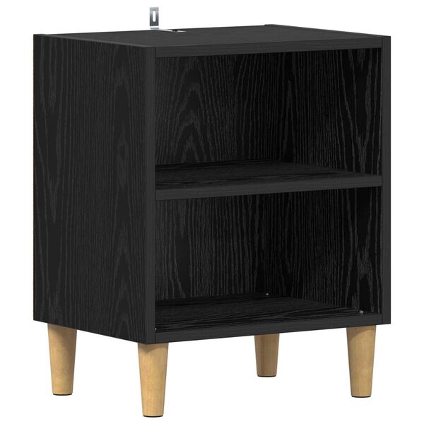 vidaXL Bed Cabinet Black Oak 40 x 30 x 50 cm Engineered Wood