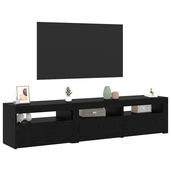 vidaXL TV Cabinet 2 pcs Black Oak 180 x 35 x 40 cm Engineered Wood