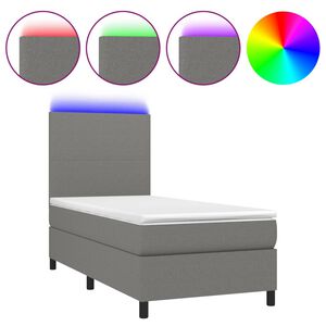vidaXL Box Spring Bed with Mattress&LED Dark Grey 80x200 cm Fabric