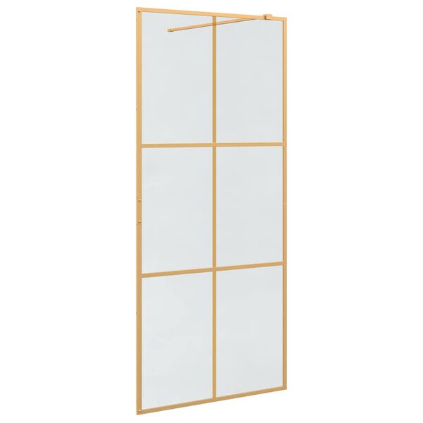 vidaXL Walk-in Shower Wall Gold 90 x 195 cm Tempered Glass