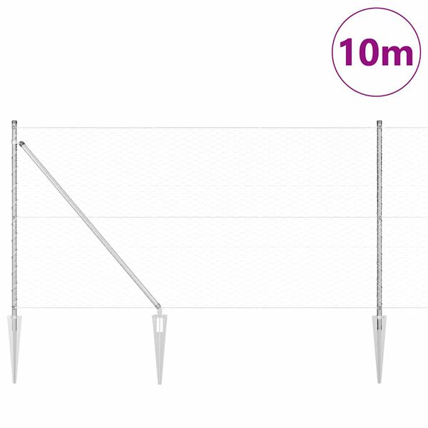 vidaXL Fence Post Silver 10 x 1.4 m (36 mm mesh) Steel