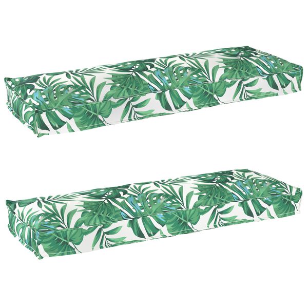 vidaXL Pallet Cushion Set Floral 2 pcs Leaf pattern 120 x 40 x 8 cm