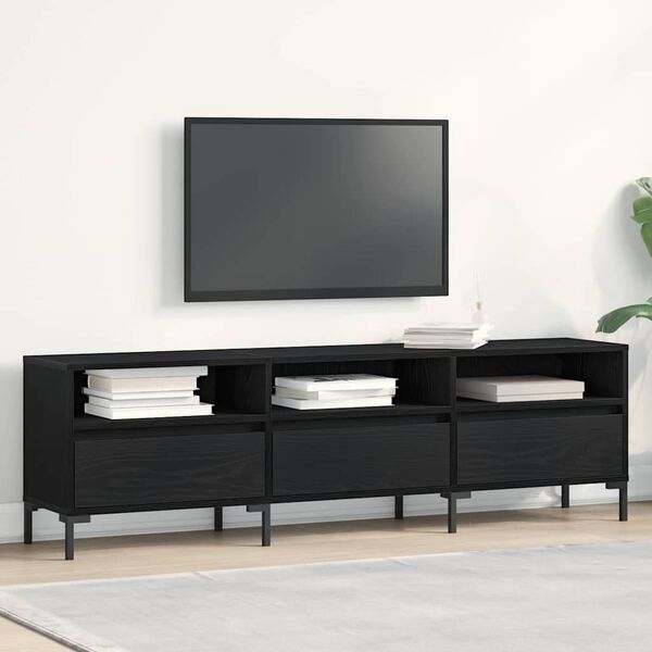 vidaXL TV Cabinet Black Oak 150 x 30 x 44.5 cm Engineered Wood
