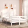 vidaXL Bed Frame without Mattress White Double Solid Wood