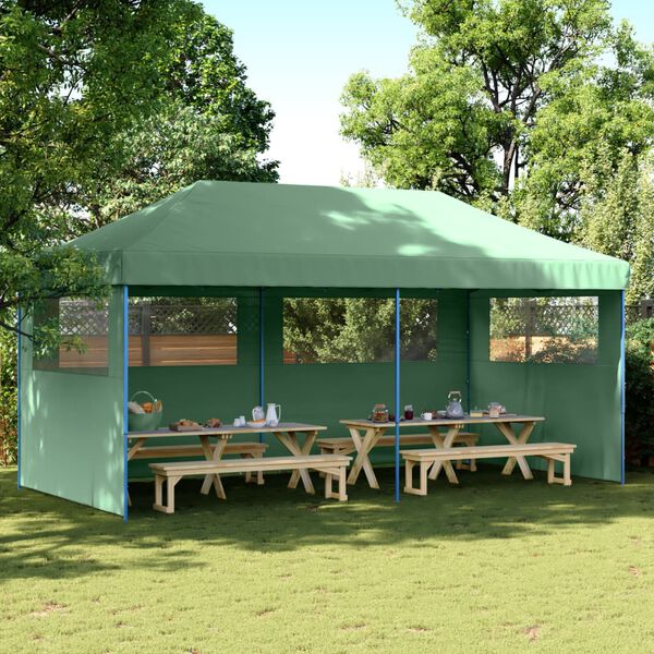 vidaXL Foldable Party Tent Pop-Up with 3 Sidewalls Green
