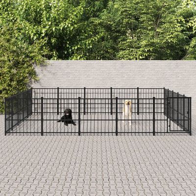 vidaXL Outdoor Dog Kennel Steel 23.52 m²