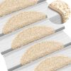 vidaXL Stair Mats 15 pcs 56x17x3 cm Cream Half Round