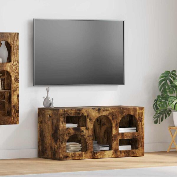 vidaXL TV Cabinet Smoked Oak 80 x 35 x 40 cm Engineered Wood