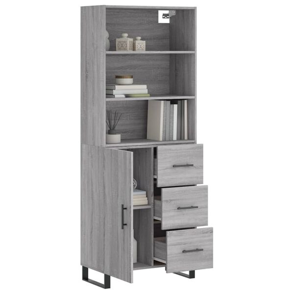 vidaXL Highboard Grey Sonoma 69.5x34x180 cm Engineered Wood