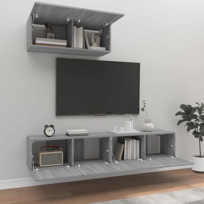 vidaXL 3 Piece TV Cabinet Set Grey Sonoma Engineered Wood